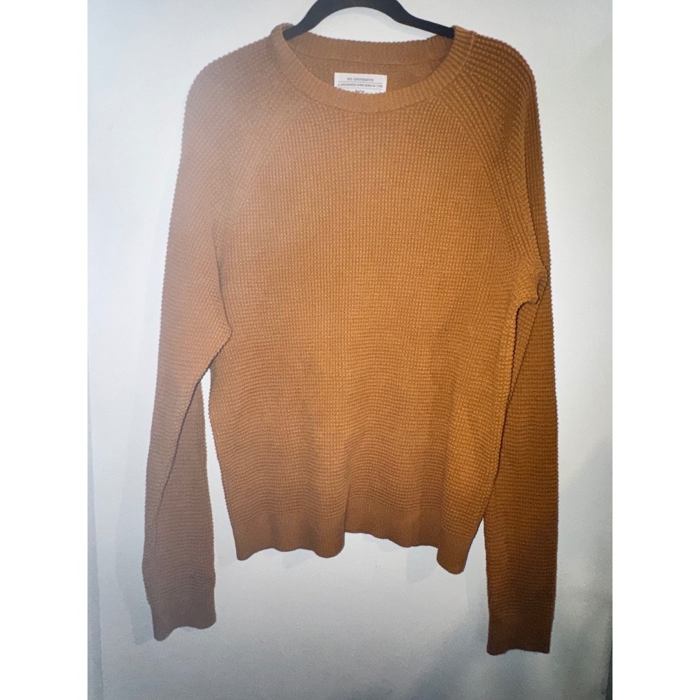 REI Co-op Mens M Wallace Lake Waffle Knit Crewneck Sweater Birch Brown Pullover